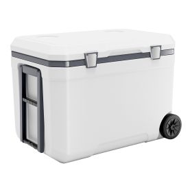 Portable Cooler, 45 QT Wheeled Cooler with Ice Retention, Heavy-Duty Handles and Cup Holder, Lightweight Rigid Material Insulated Portable Cooler