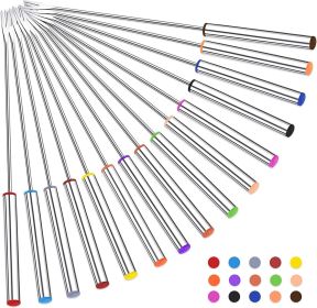 15pcs 9.6 Inch Fondue Sticks Stainless Steel Barbecue Fruit Dessert Forks with Heat Resistant Handle for Roast Meat Chocolate Dessert Cheese Mars