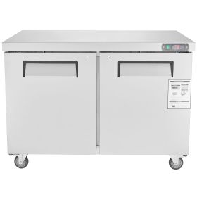 48" Commercial Frozen Refrigerator Sandwich & Salad Prep Table, 12.9 Cu. Ft Stainless Steel Refrigerated Food Prep Station with 2 Doors
