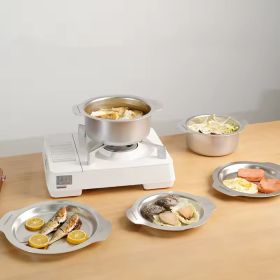 Non-abrasive Stainless Steel Cookware Set With Multifunctional Lids, Suitable For Gas Stoves And Induction Cooktops (Option: Silver)