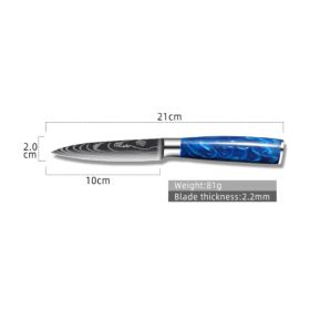8-inch Chef Knife with Blue Resin Handle (Option: 3.5inch peel knife)