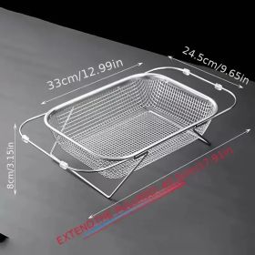 Expandable Stainless Steel Kitchen Sink Drain Basket - Adjustable Dish, Bowl & Cutlery Washing Rack With Space-Saving Design, Drains Forks, Knive (Option: large)