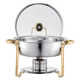 Chafing Dish Buffet Set, 5 Qt 4 Pack, Stainless Steel Chafer with 4 Full Size Pan (Style: Golden-Glass lid, Set: 4 Pcs)